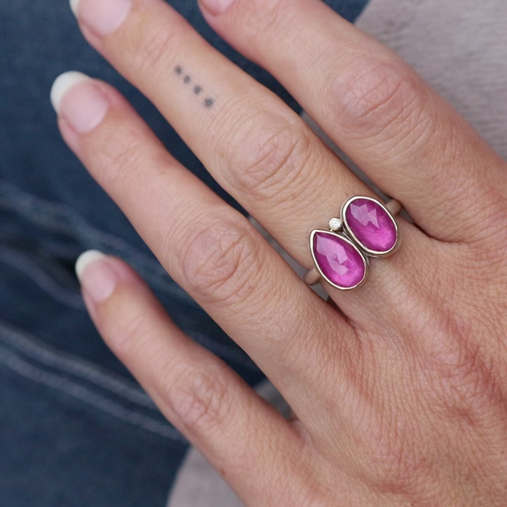 
                      
                        Load and play video in Gallery viewer, Jamie Joseph Double Asymmetrical Rose Cut African Ruby Ring
                      
                    