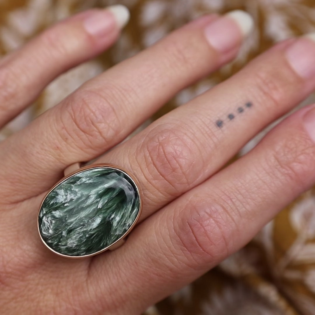 Jamie Joseph Vertical Oval Seraphinite Ring