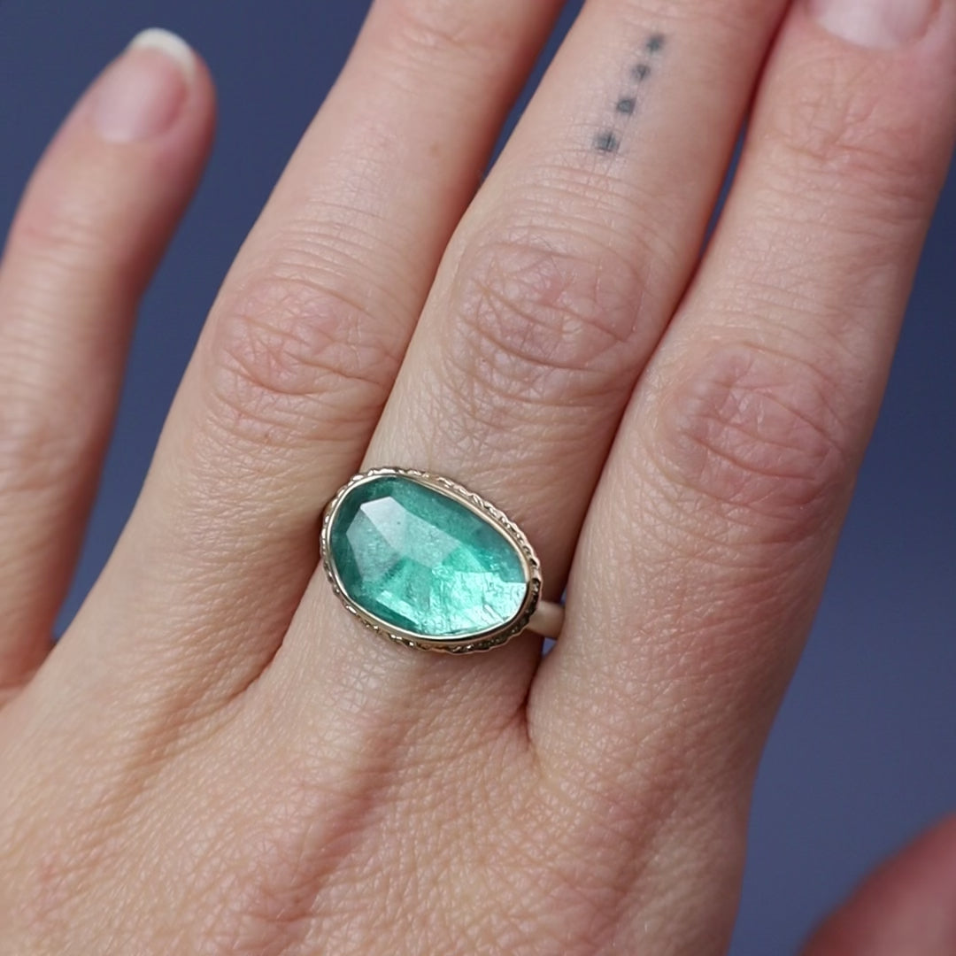 Jamie Joseph Asymmetrical Faceted Emerald Ring