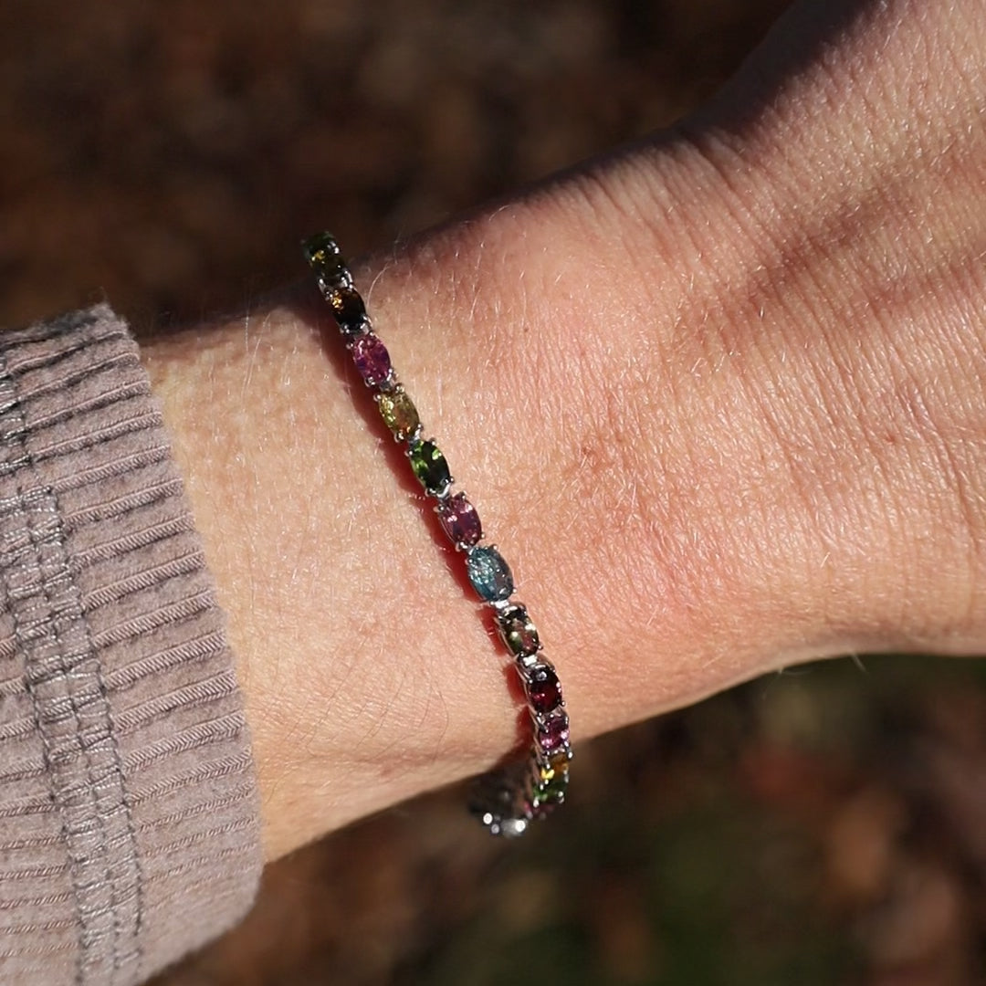 Oval Mixed Tourmaline Tennis Bracelet