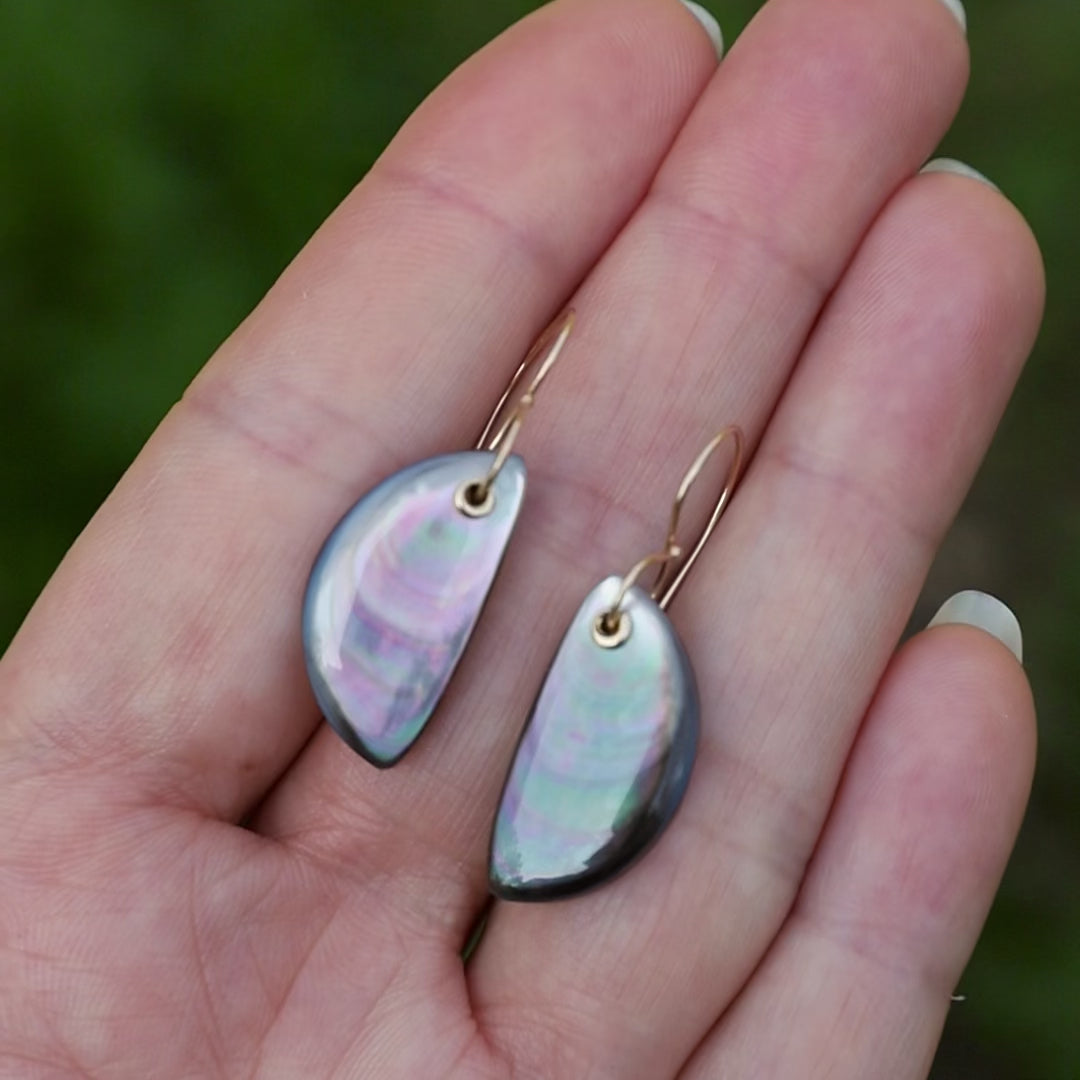 Jamie Joseph Free Form Black Mother of Pearl Earrings