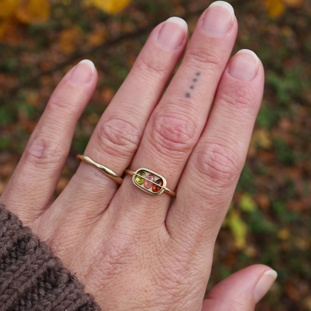 Captured Tourmaline Trio Ring