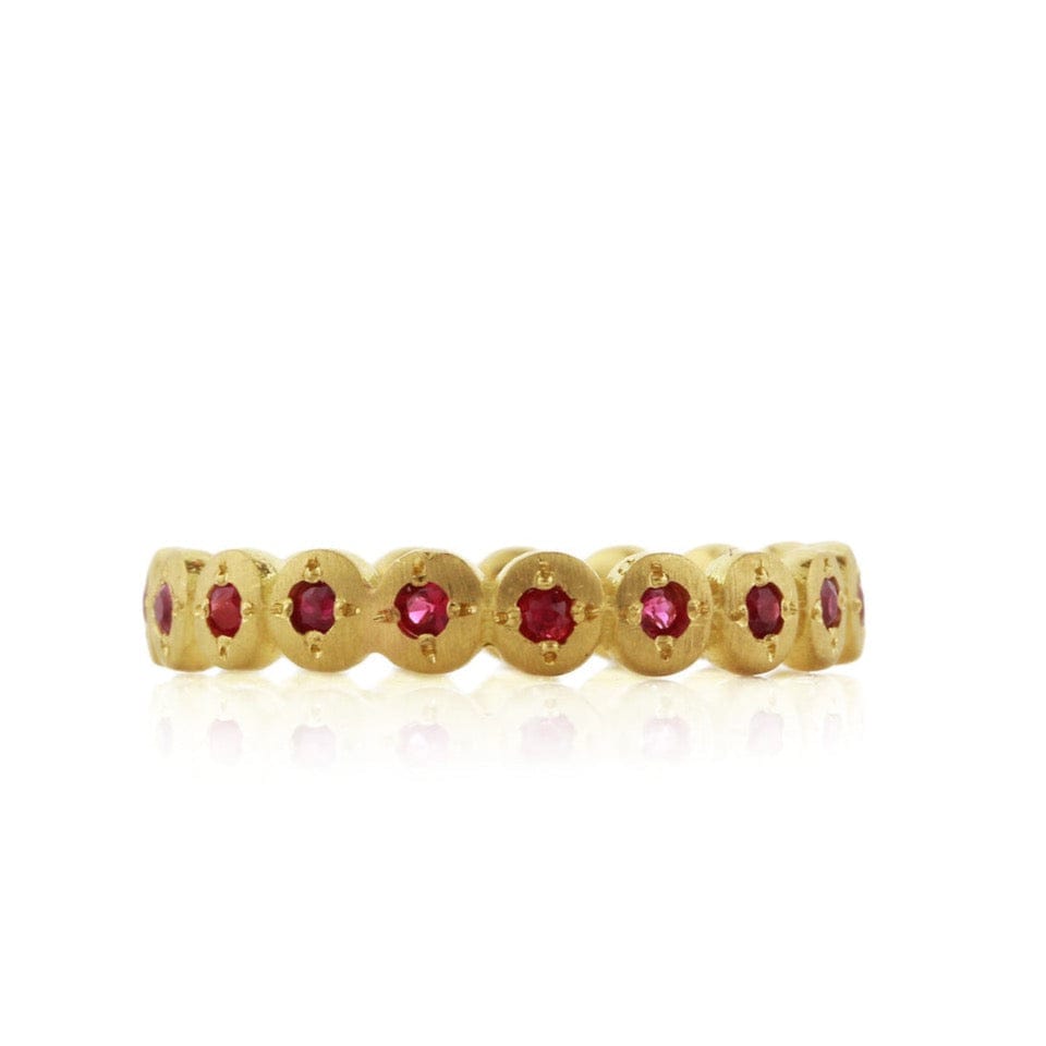 RING-18K 18k Gold River Rocks Band in Ruby