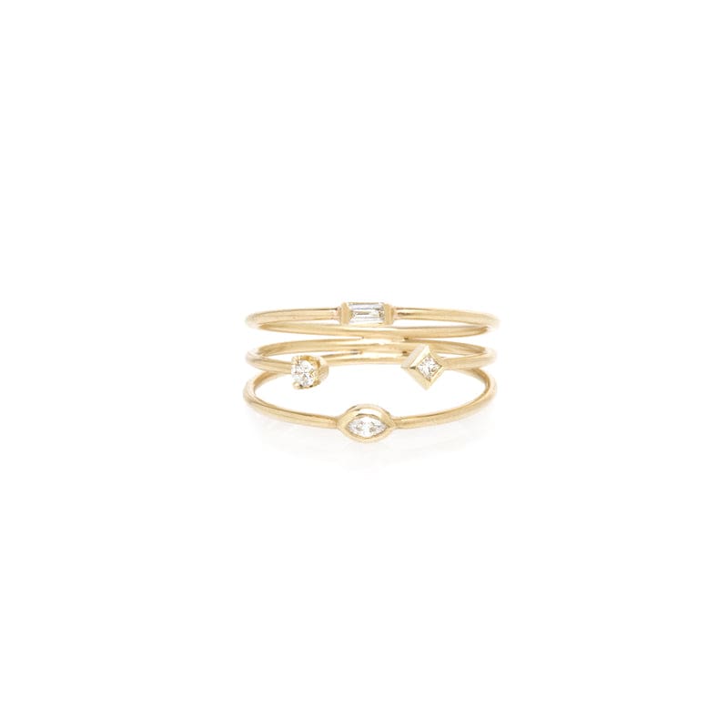 RNG-14K 14k Gold 3 Thin Band Mixed Diamonds Ring