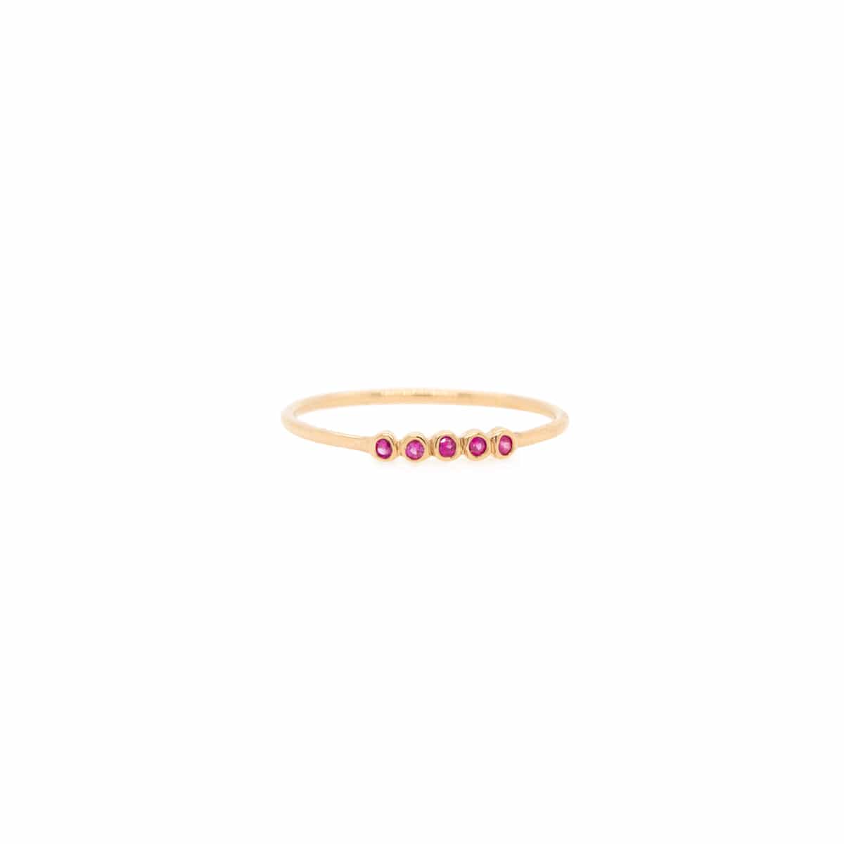 RNG-14K 14K Gold 5 Tiny Rubies Bezel Ring