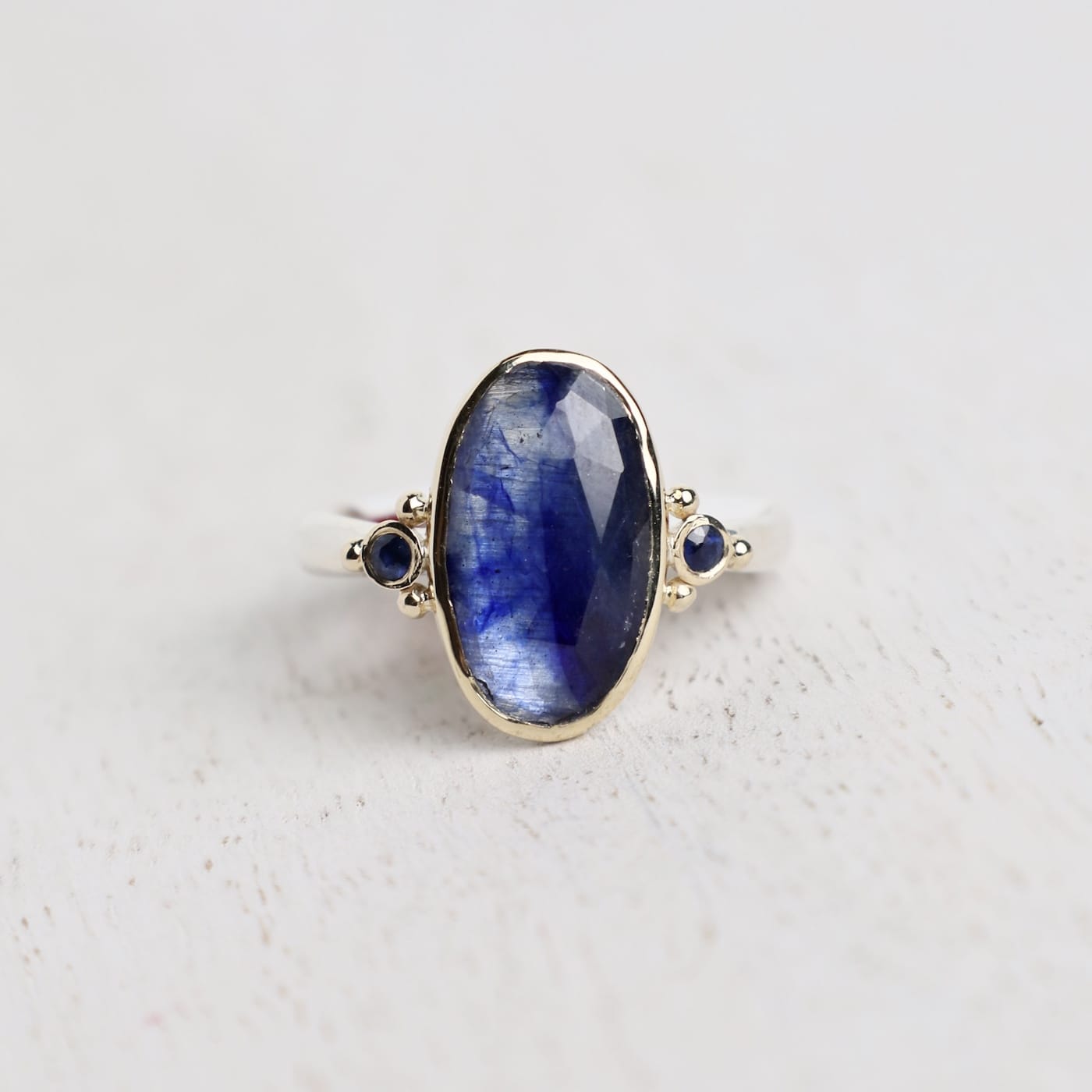 RNG-14K 14k Gold and Sterling Silver Cornflower Sapphire Ring