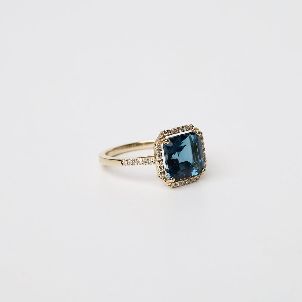 
                  
                    RNG-14K 14k Gold Asscher Cut London Blue Topaz with Diamon
                  
                