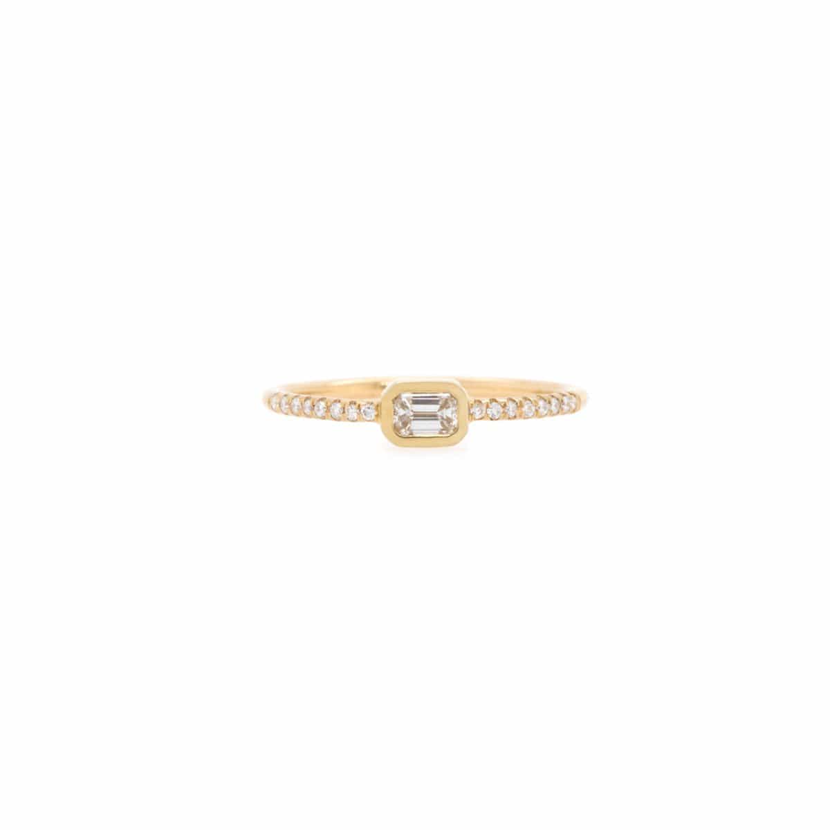 RNG-14K 14k Gold Bezel Set Emerald-Cut Diamond Ring