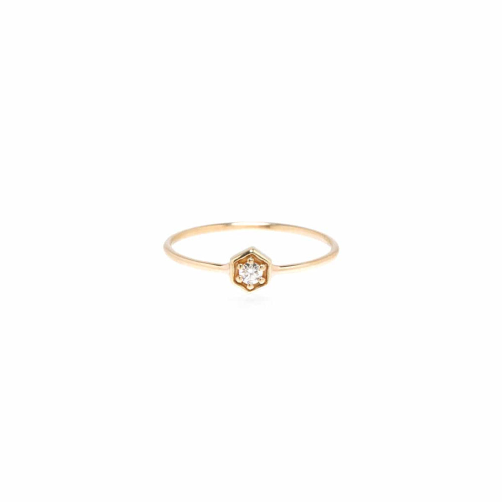 RNG-14K 14k Gold Diamond Hexagon Ring