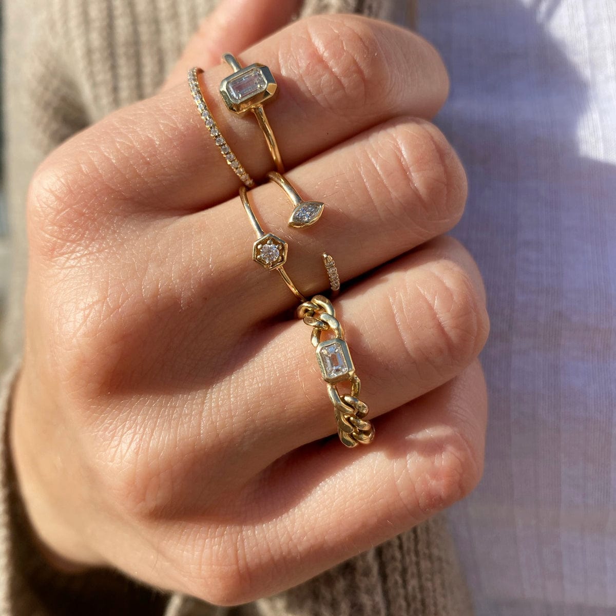 14k Gold Diamond Hexagon Ring – Dandelion Jewelry