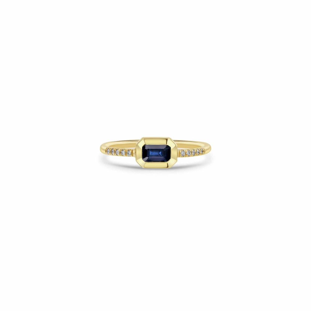 RNG-14K 14K Gold Emerald Cut Blue Sapphire & Diamond Ring