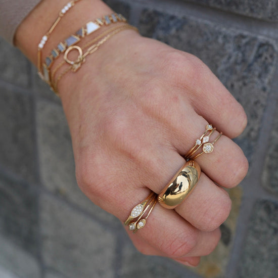 Gold Small Rectangle Stone Ring | Nuli – Ivys Attic Jewellery