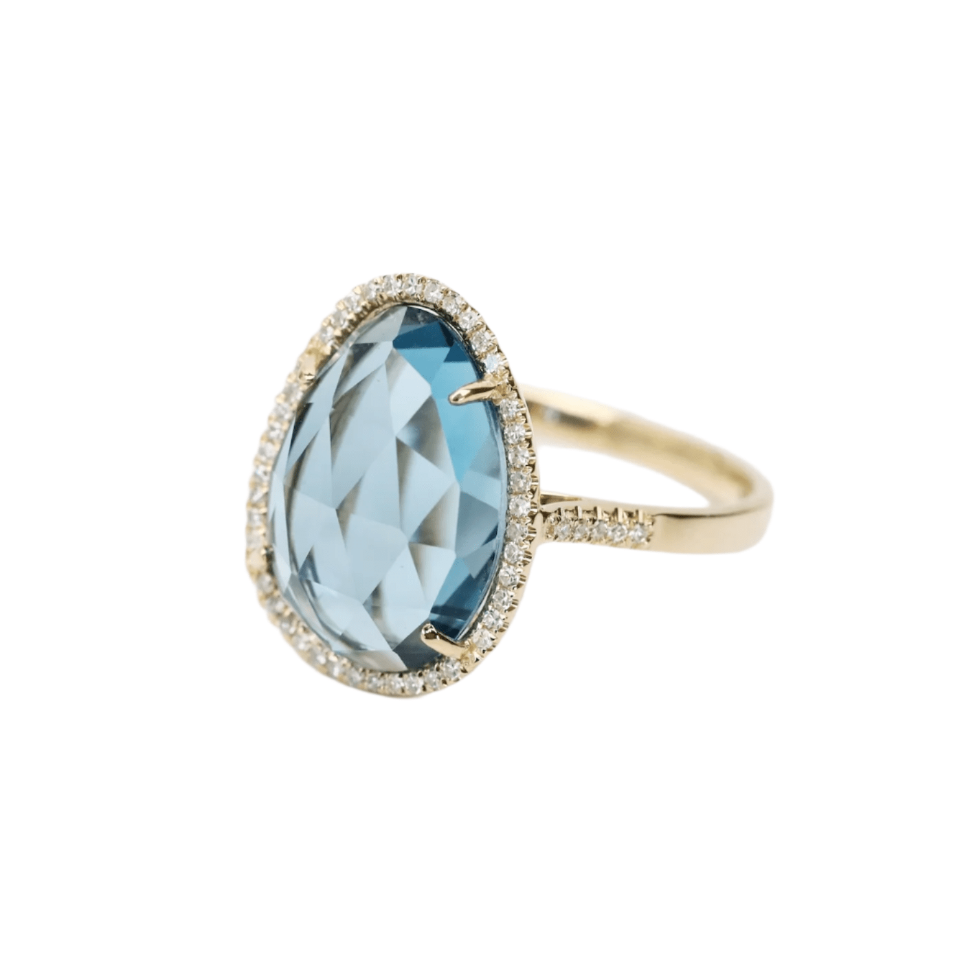 RNG-14K 14k Organic Shape London Blue Topaz Ring