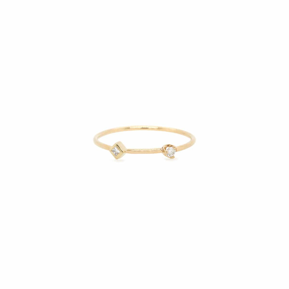 RNG-14K 14k Princess & Round Diamond Thin Band Ring