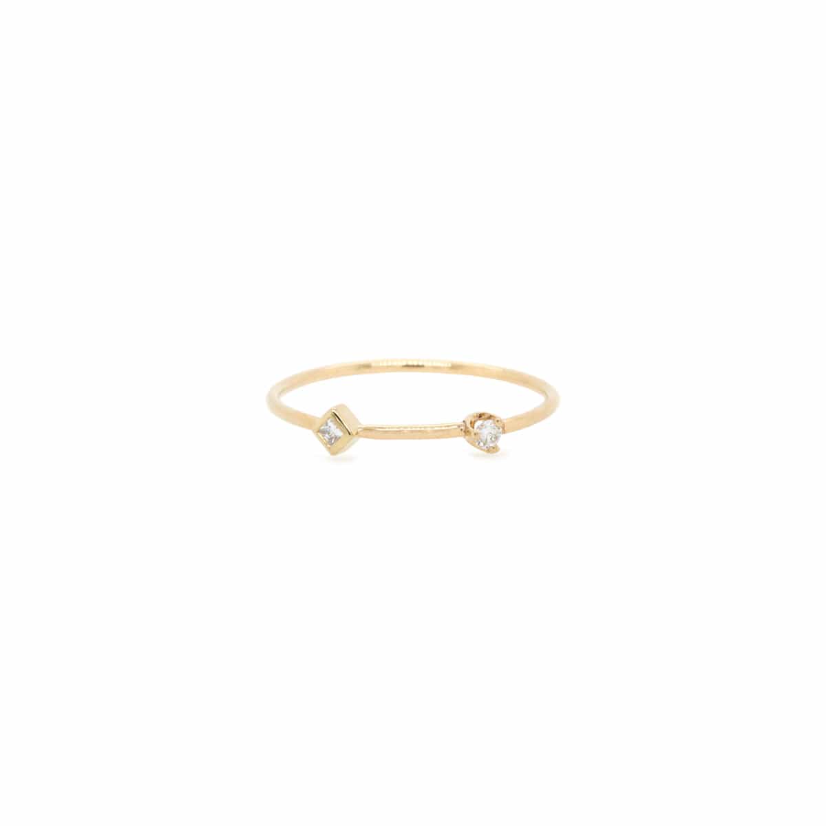 RNG-14K 14k Princess & Round Diamond Thin Band Ring