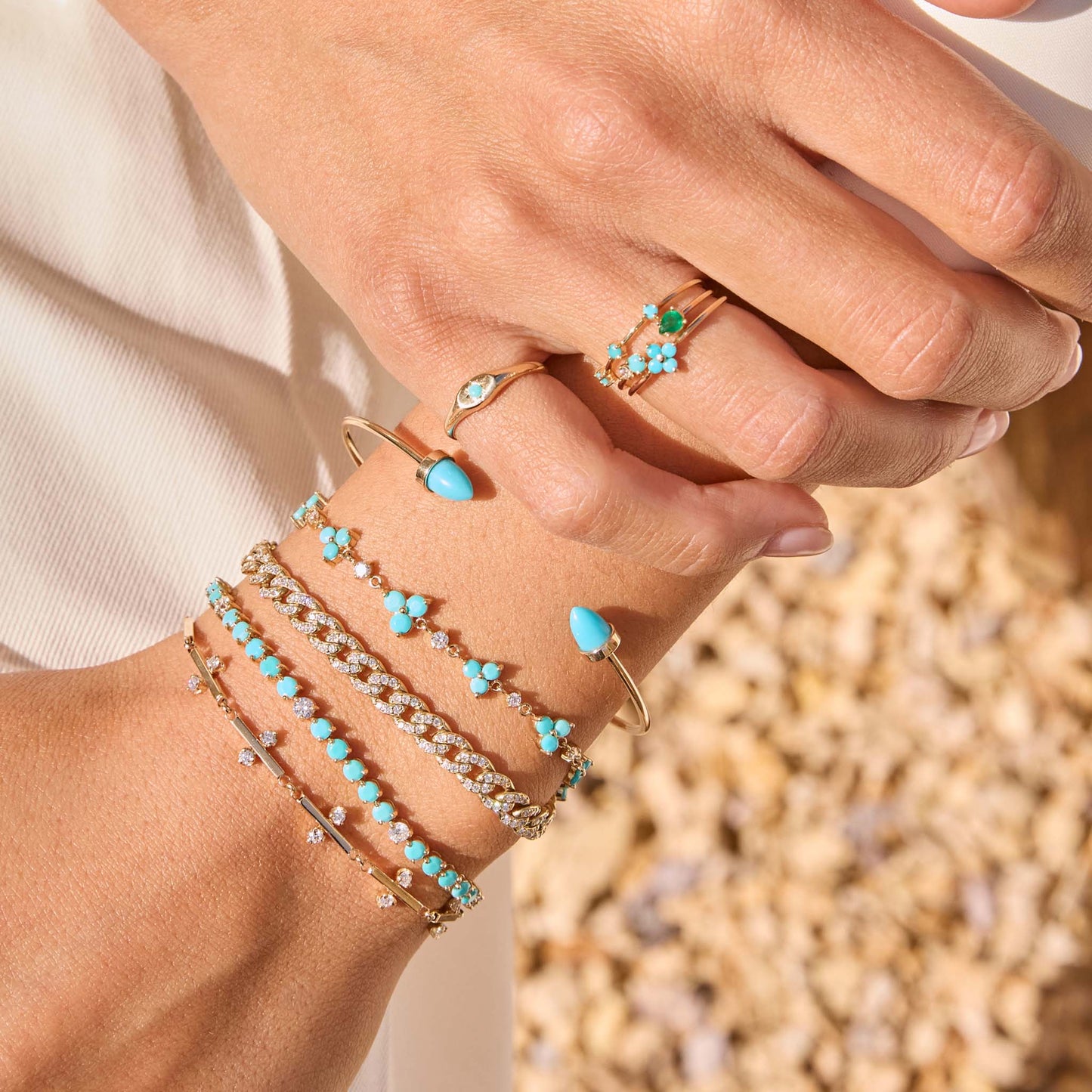 RNG-14K 14k Prong Turquoise Quad Ring