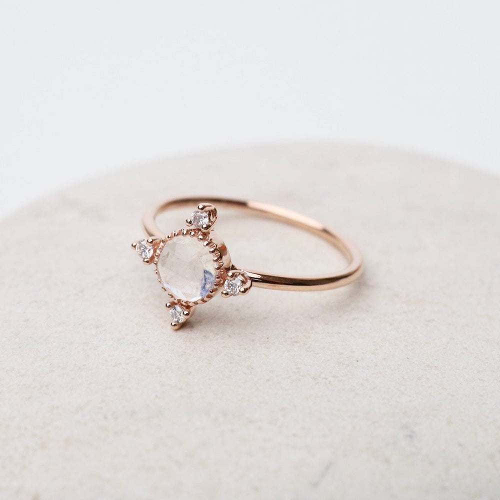 
                      
                        RNG-14K 14k Rose Gold Moonstone Ring with Compass Point Souli Diamonds
                      
                    