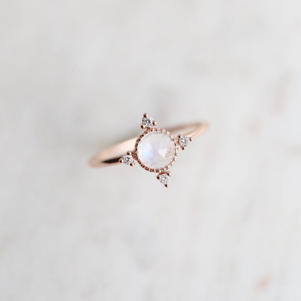 
                      
                        RNG-14K 14k Rose Gold Moonstone Ring with Compass Point Souli Diamonds
                      
                    