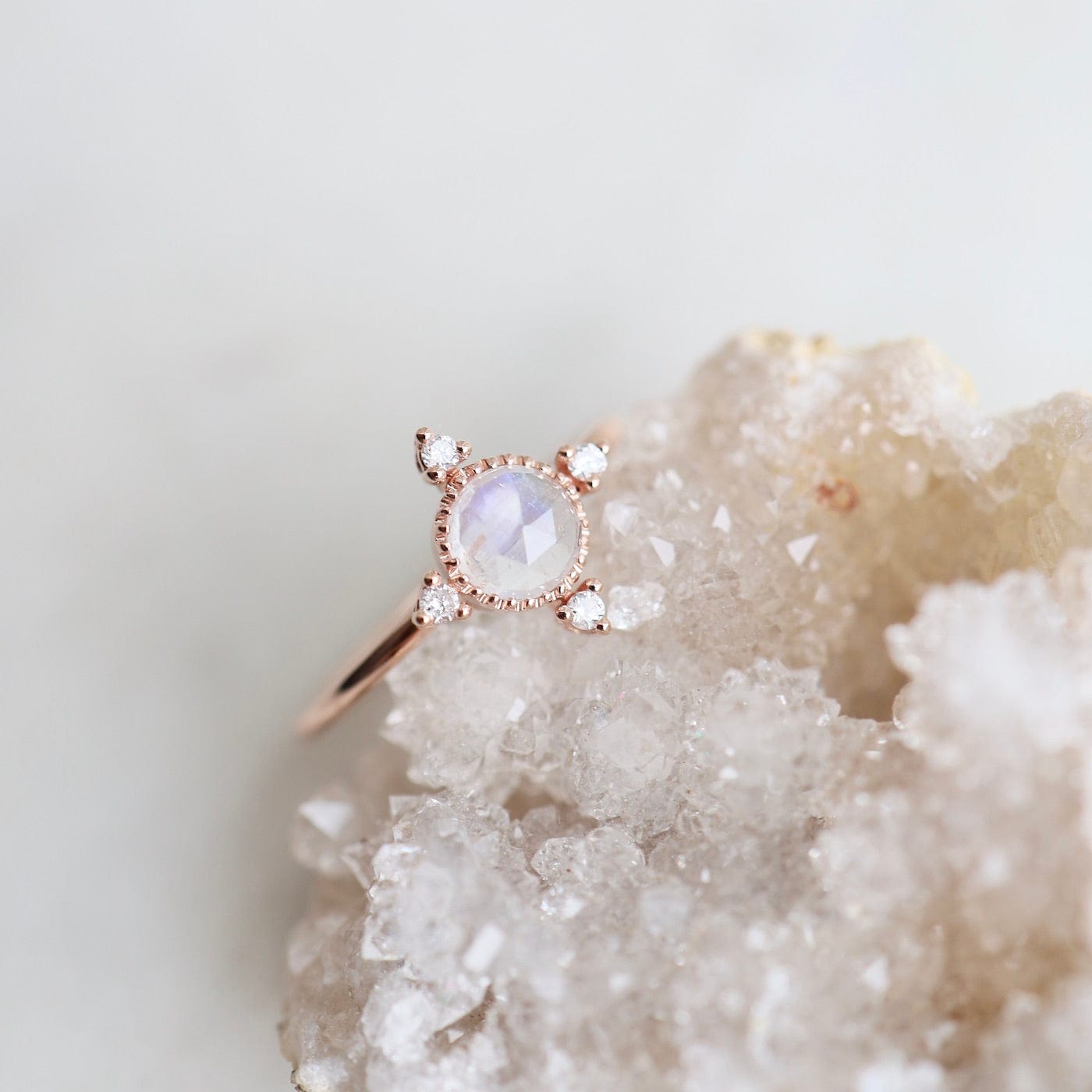 RNG-14K 14k Rose Gold Moonstone Ring with Compass Point Souli Diamonds