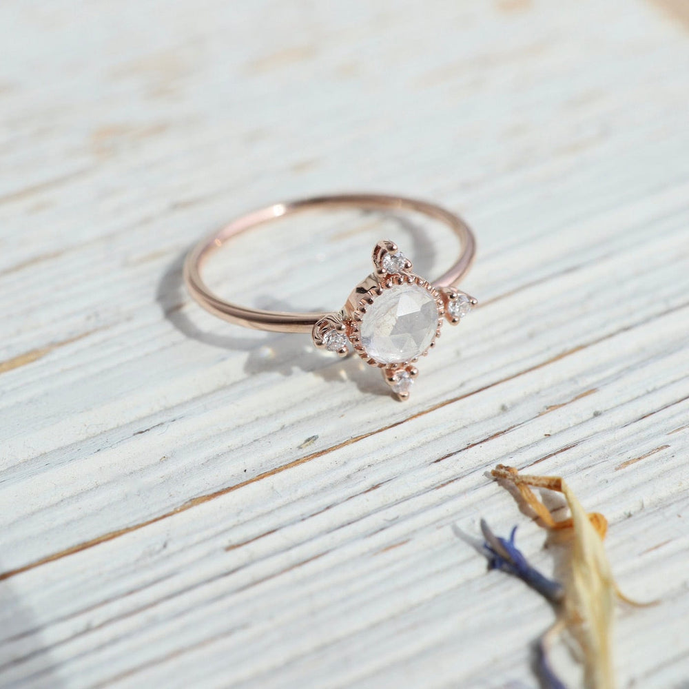 
                      
                        RNG-14K 14k Rose Gold Moonstone Ring with Compass Point Souli Diamonds
                      
                    