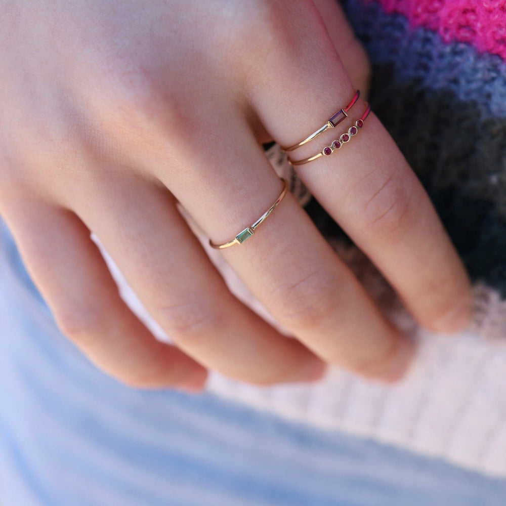 
                  
                    RNG-14K 14k Small Horizontal Ruby Baguette Ring
                  
                