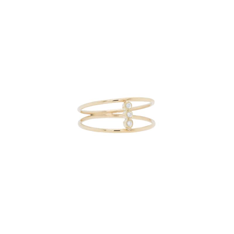 RNG-14K 14k Tiny Diamond Bezel Bar Double Band Ring