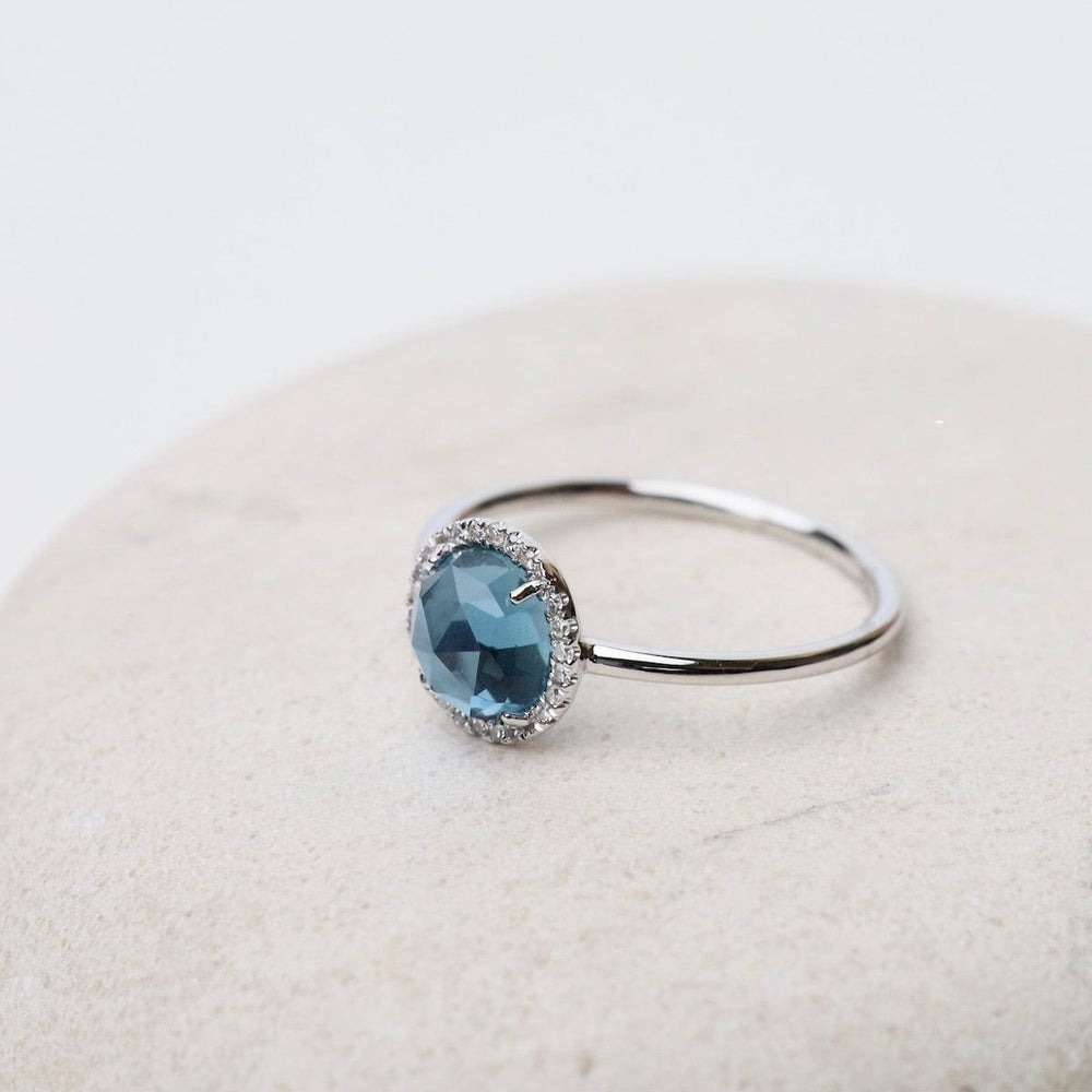 
                      
                        RNG-14K 14k White Gold Rose Cut London Blue Topaz Ring
                      
                    