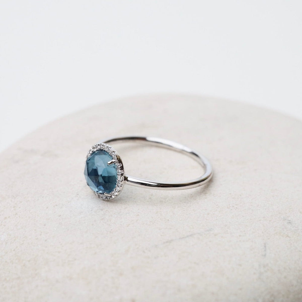 
                      
                        RNG-14K 14k White Gold Rose Cut London Blue Topaz Ring
                      
                    