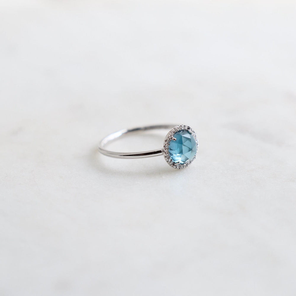 
                      
                        RNG-14K 14k White Gold Rose Cut London Blue Topaz Ring
                      
                    