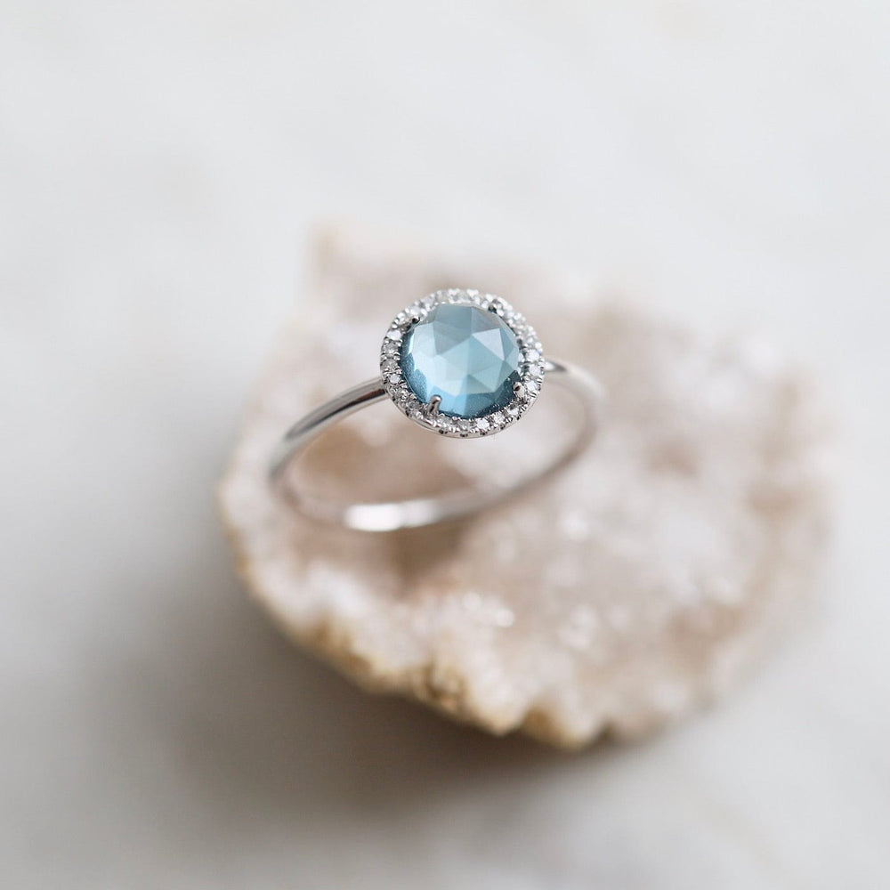 
                      
                        RNG-14K 14k White Gold Rose Cut London Blue Topaz Ring
                      
                    