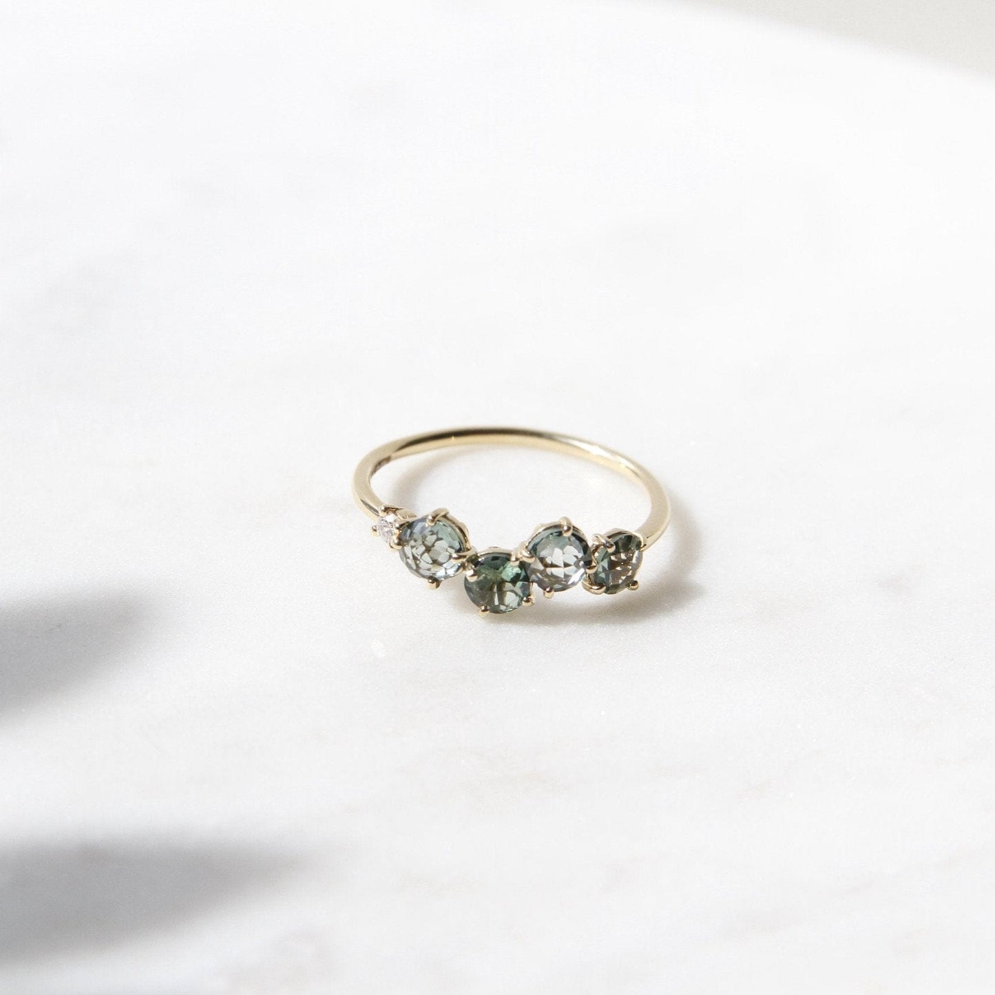 Load image into Gallery viewer, RNG-14K 14k Yellow Gold 4mm Round Green Envy Topaz Ring
