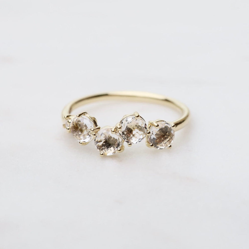 RNG-14K 14k Yellow Gold 4mm Round White Topaz Ring