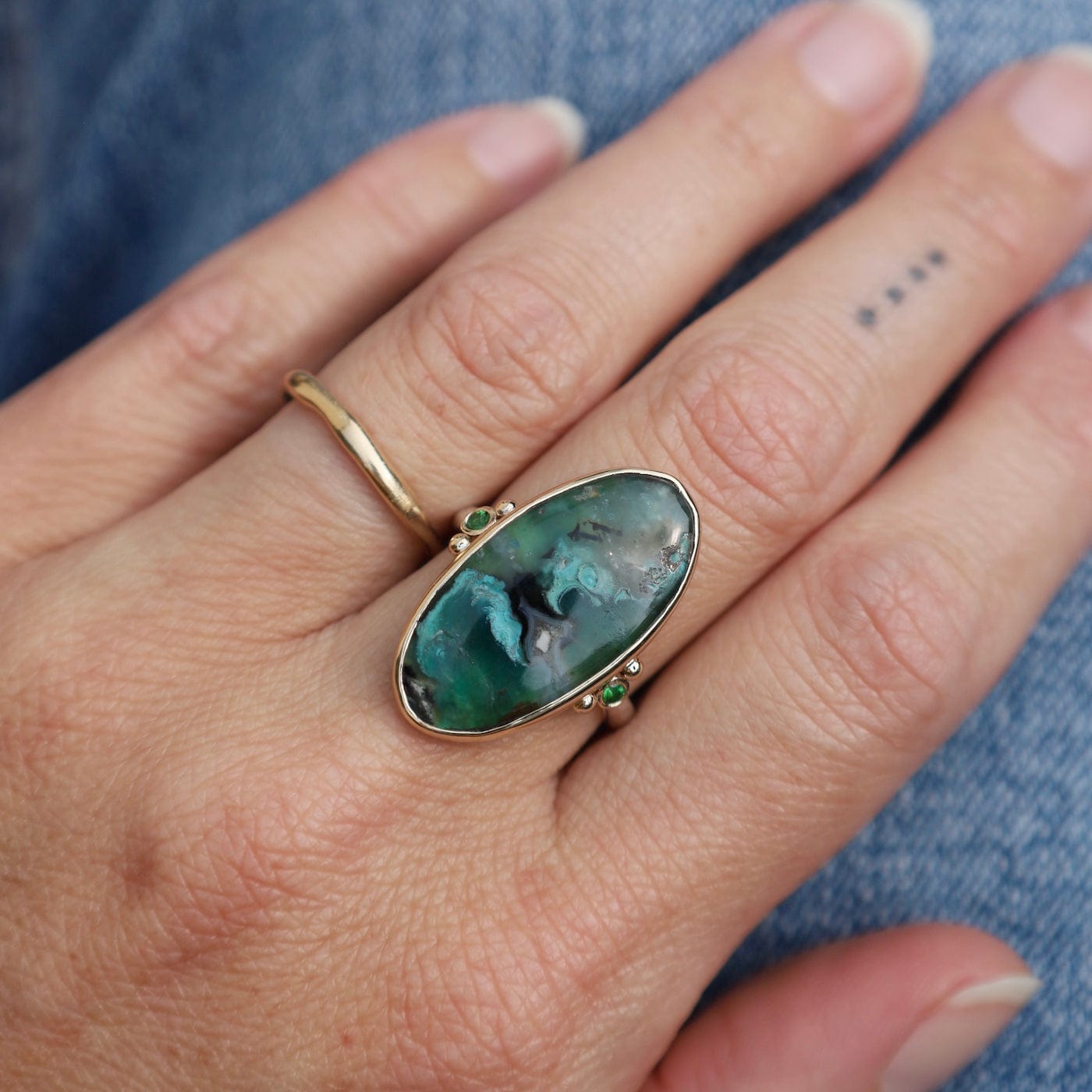 RNG-14K 14k Yellow Gold Bezel & Sterling Silver Shank Gem