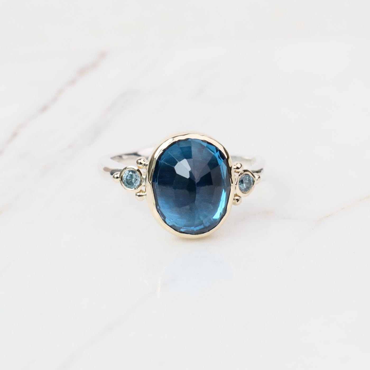 RNG-14K 14k Yellow Gold Bezel & Sterling Silver Shank Lond