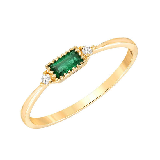 RNG-14K 14k Yellow Gold Emerald Baguette Stacking Ring