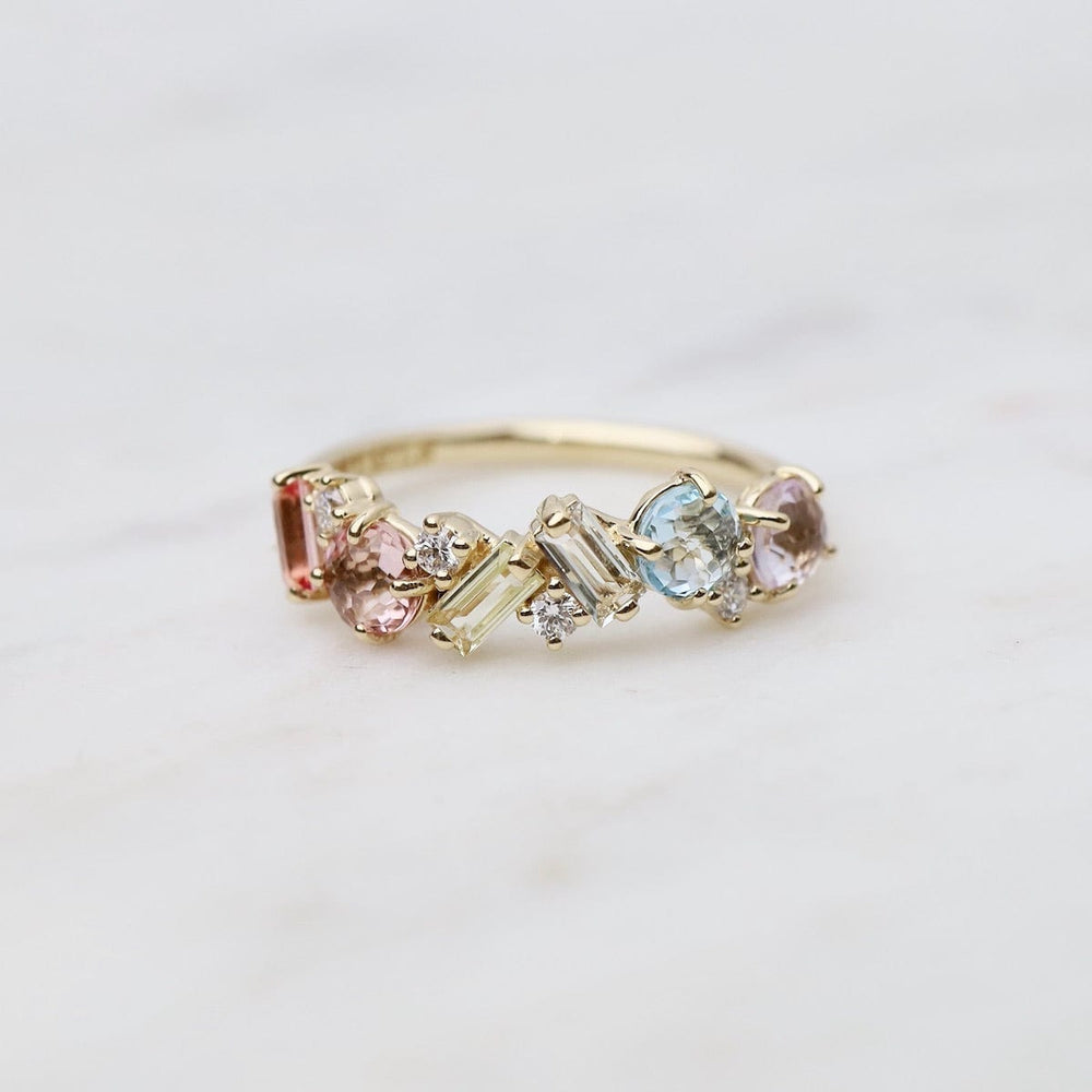 RNG-14K 14k Yellow Gold Mixed Cut Pastel Stone Ring