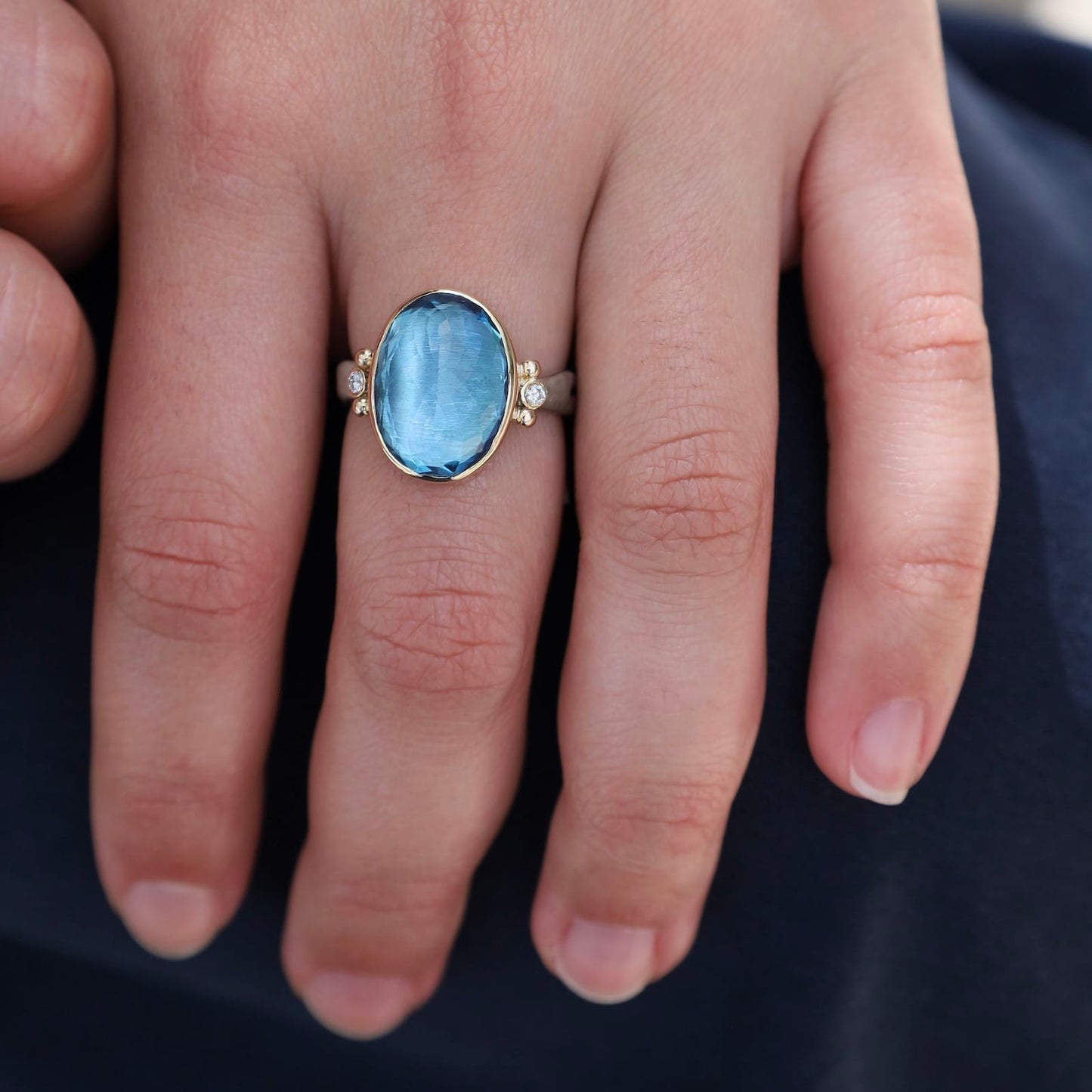 RNG-14K 14K Yellow Gold & Sterling Silver London Blue Topaz Ring