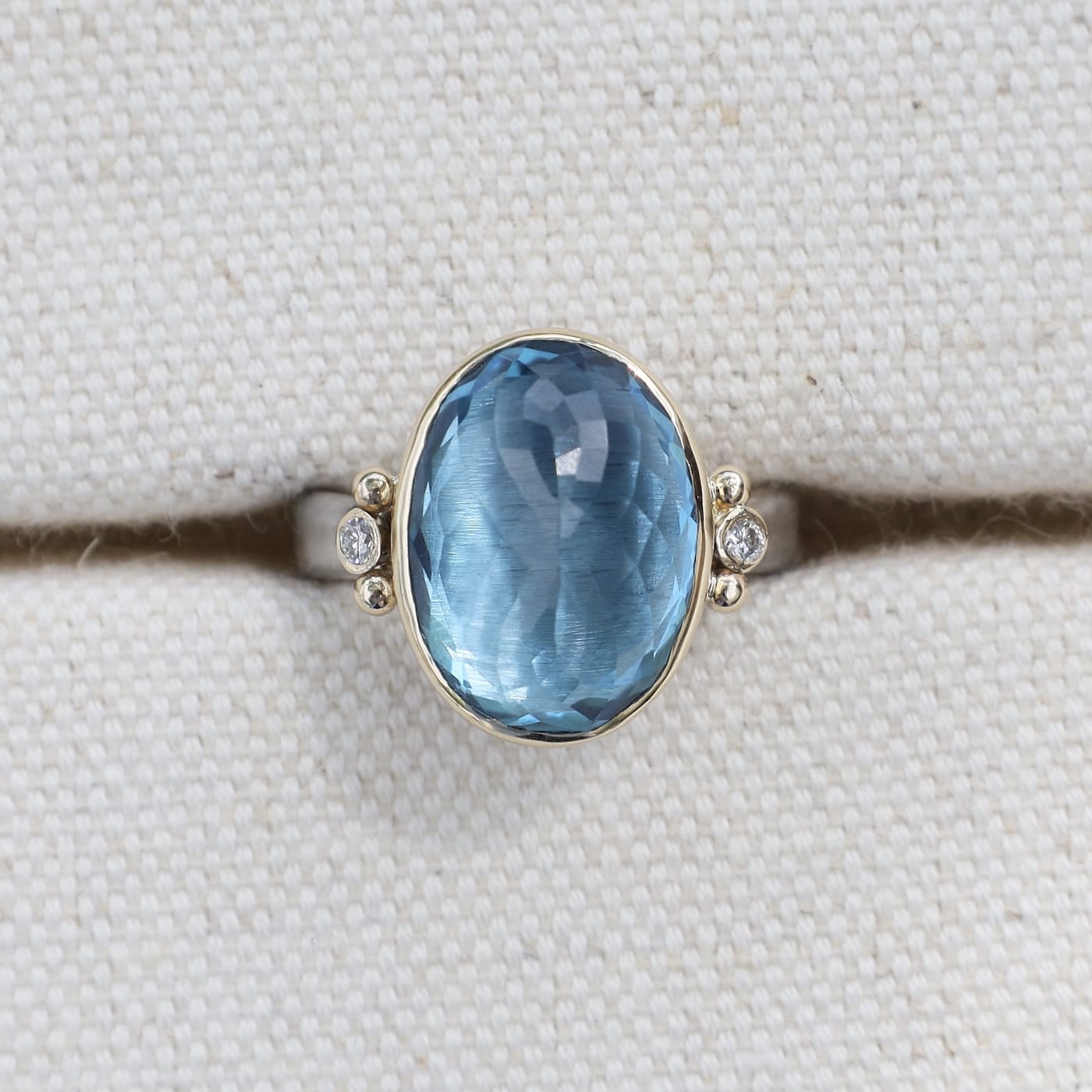 RNG-14K 14K Yellow Gold & Sterling Silver London Blue Topaz Ring