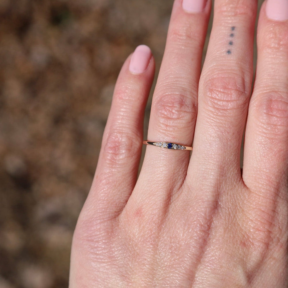 
                      
                        RNG-14K 14k Yellow Gold White Diamond & Sapphire Stacking Ring
                      
                    