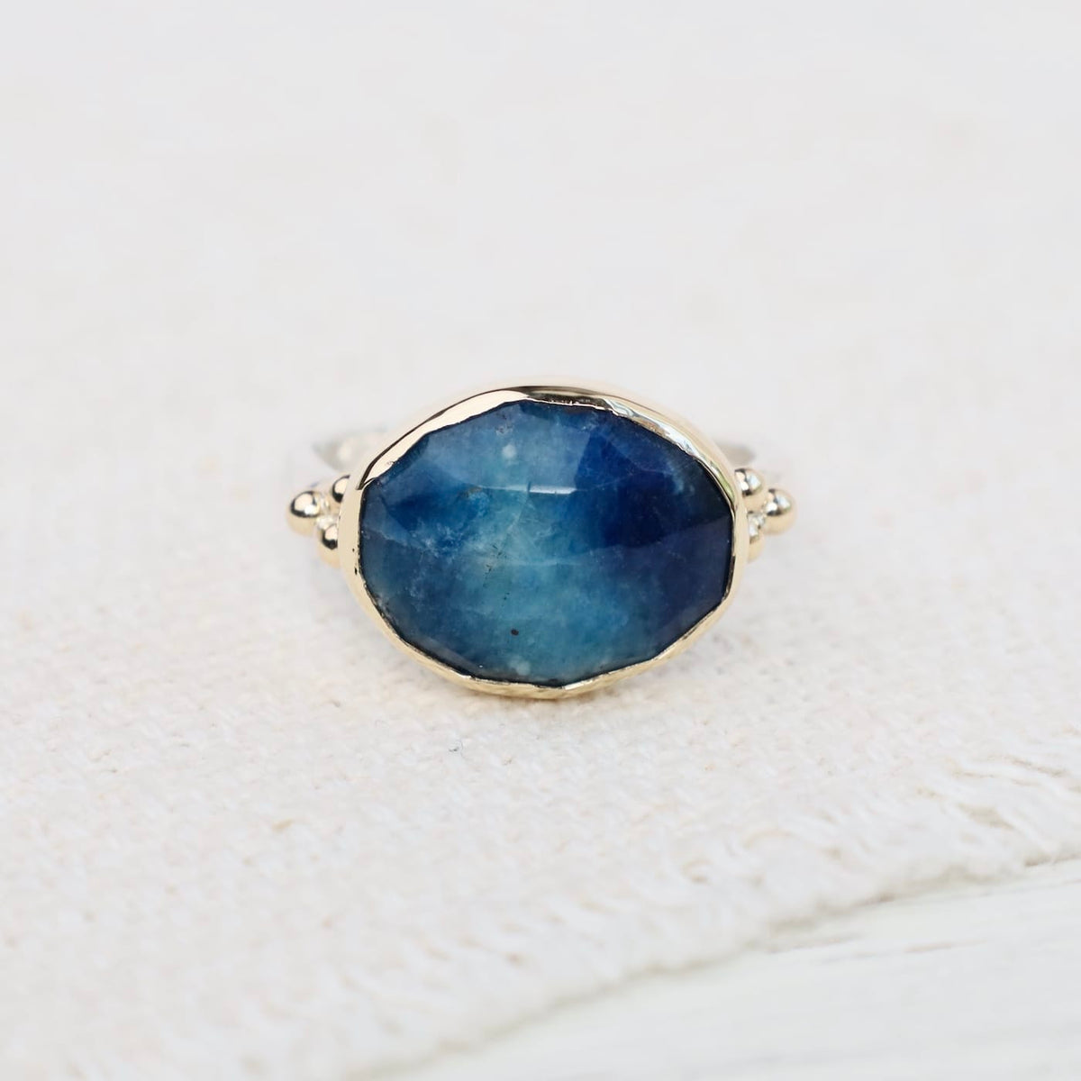RNG-14K 14K Yellow & Sterling Silver Afghanite Seagrass Ring