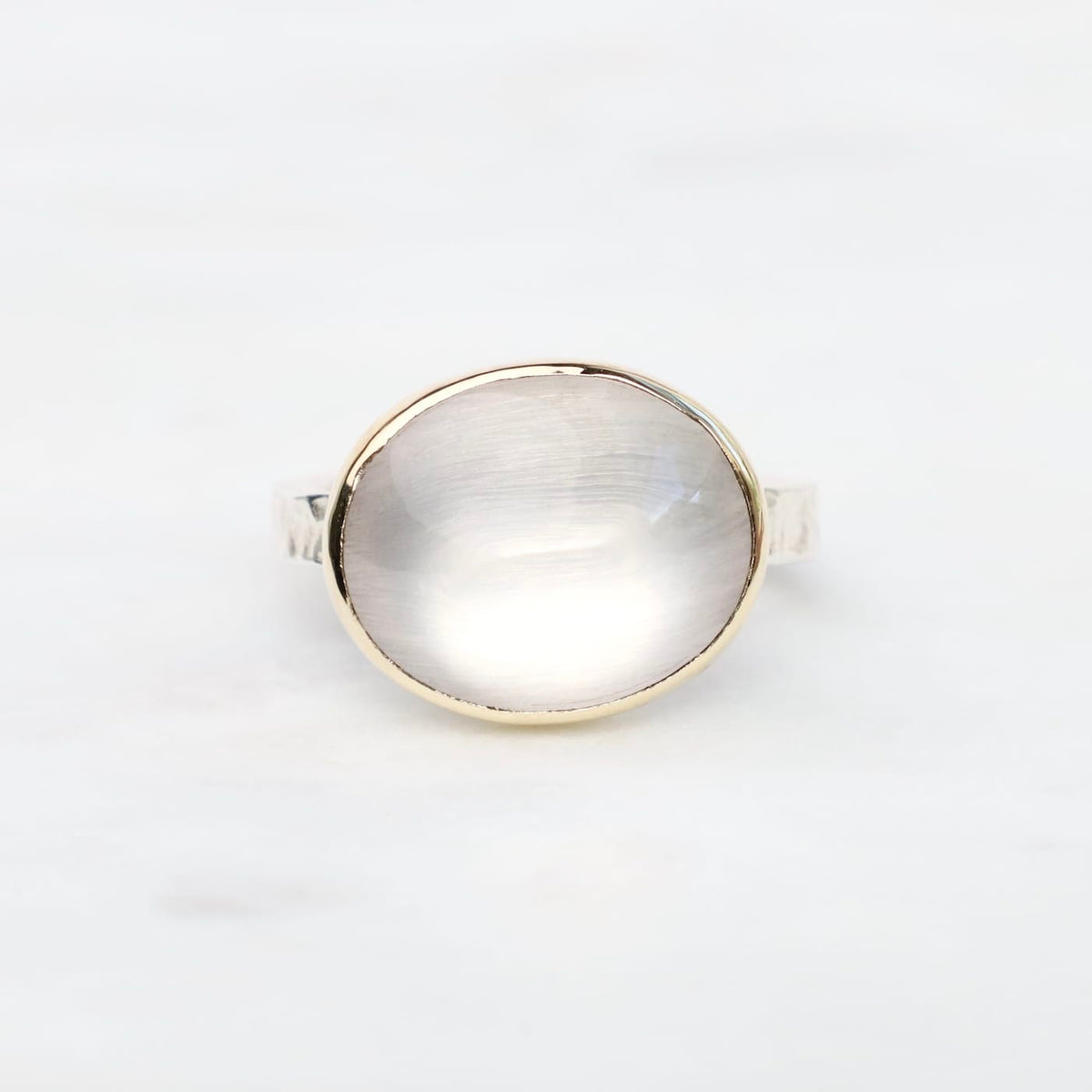 RNG-14K 14KSS Clear Quartz Sugarloaf 9.5 cts,-size 7.5