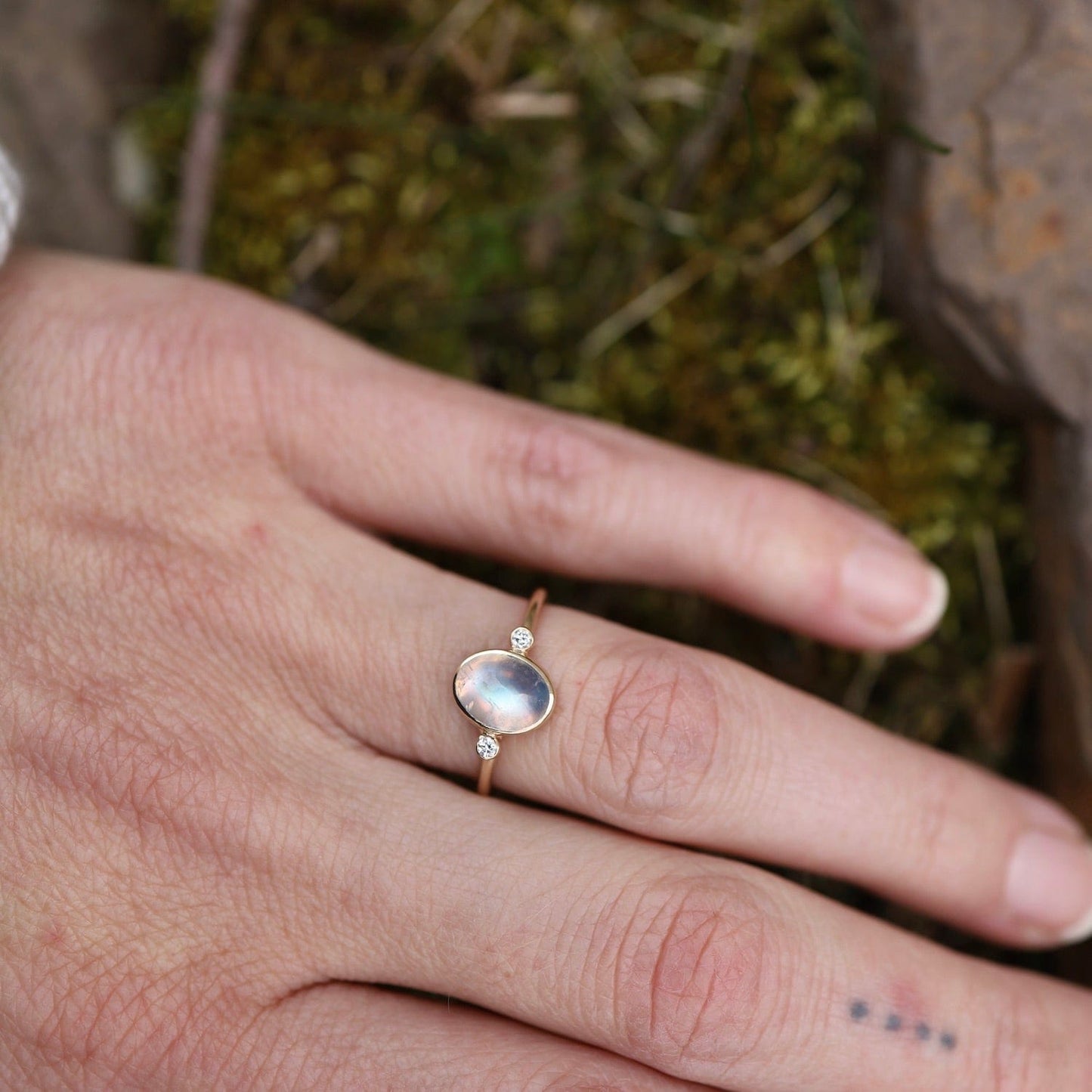 RNG-14K Astral Ring with Moonstone & Diamonds