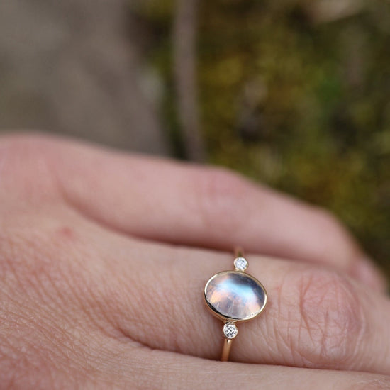 RNG-14K Astral Ring with Moonstone & Diamonds