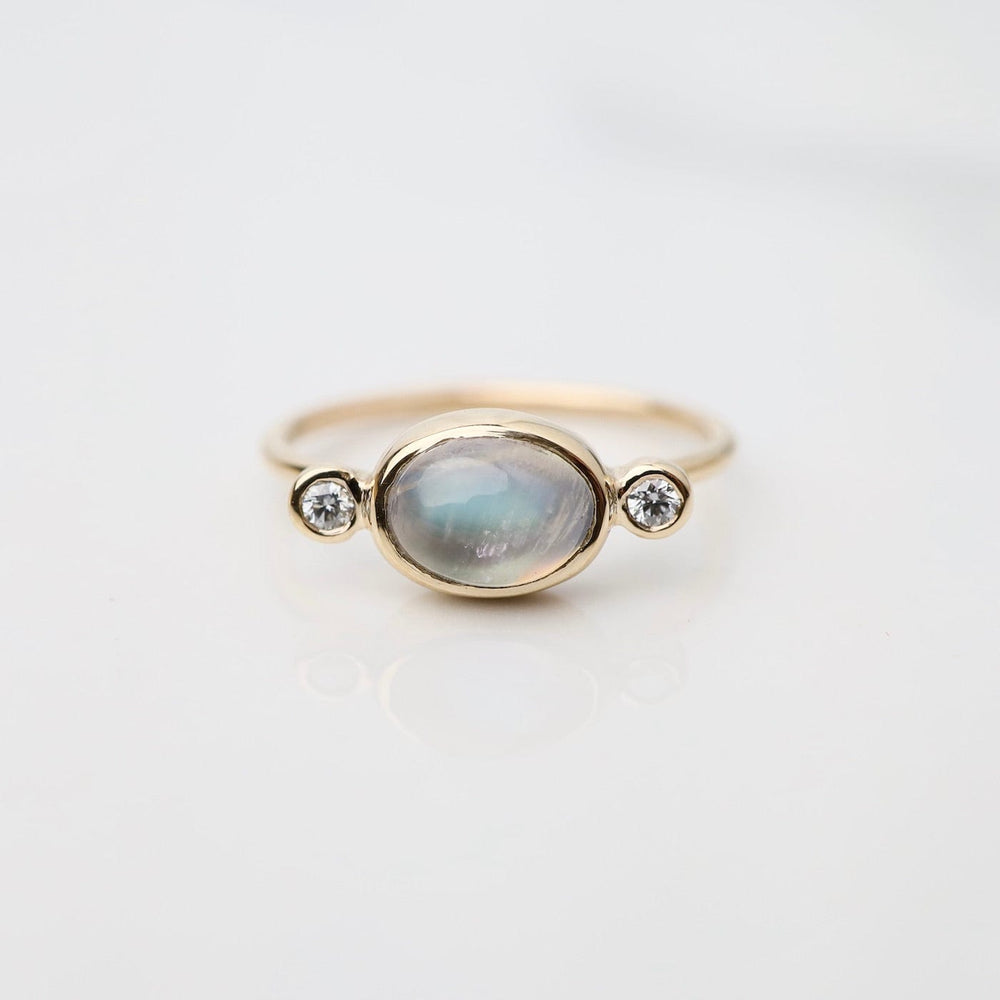 
                      
                        RNG-14K Cosmos Ring - Moonstone & White Diamond
                      
                    