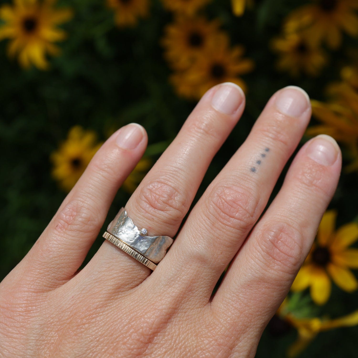 Sterling Silver Crescent Moon Ring with Pearl