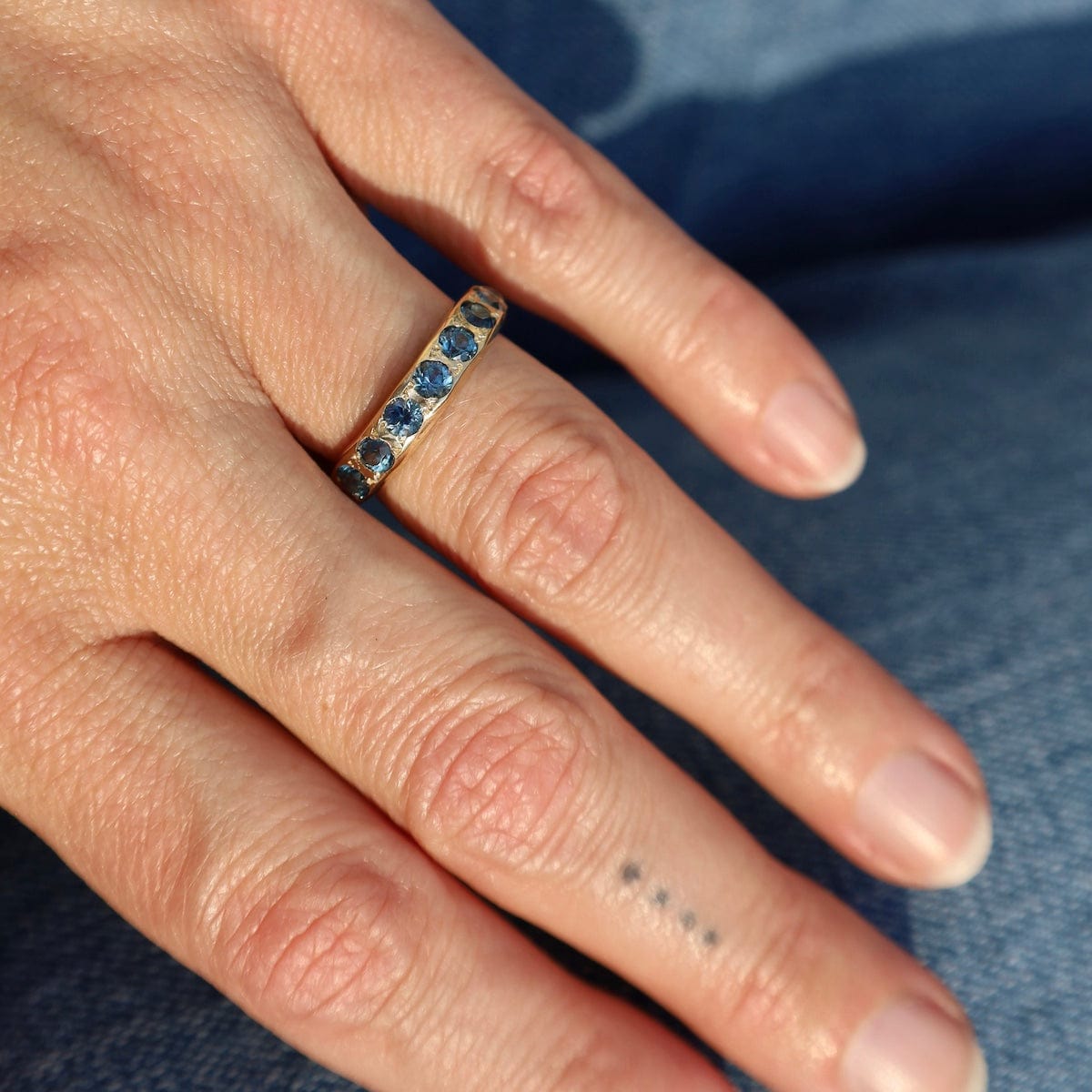 RNG-14K Eleven Stone Montana Sapphire Band Ring