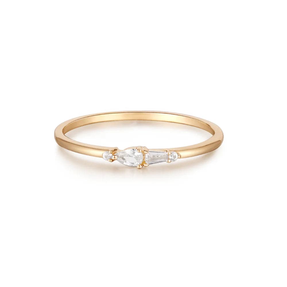 
                      
                        RNG-14K Gemma - Pear, Baguette & Round White Sapphire Ring
                      
                    