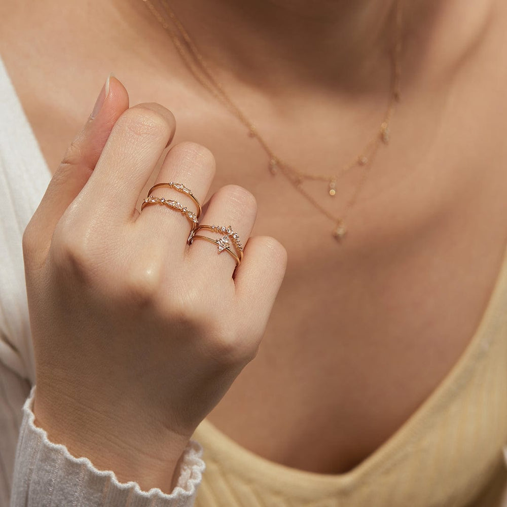 
                      
                        RNG-14K Gemma Pear, Baguette & Round White Sapphire Ring
                      
                    