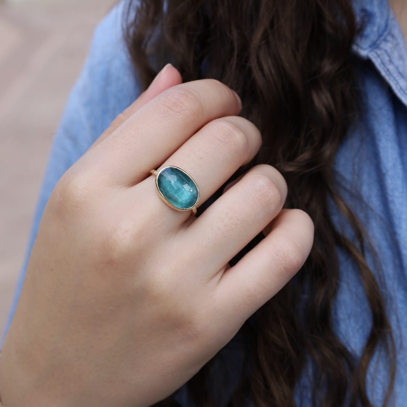 RNG 14K Gold Ocean Kyanite ring