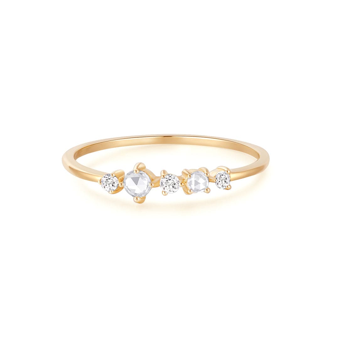 RNG-14K Gold Rose Cut White Sapphire Ring